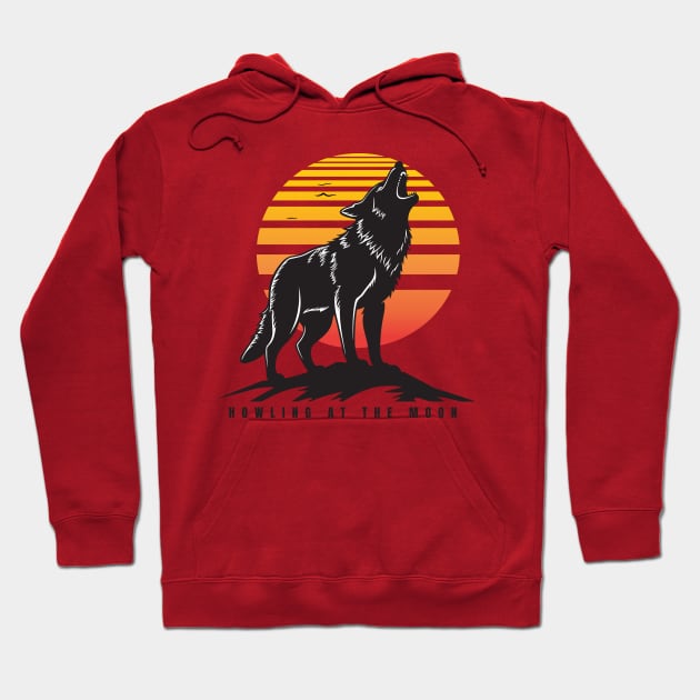 Wof howling at the moon Hoodie by Yopi